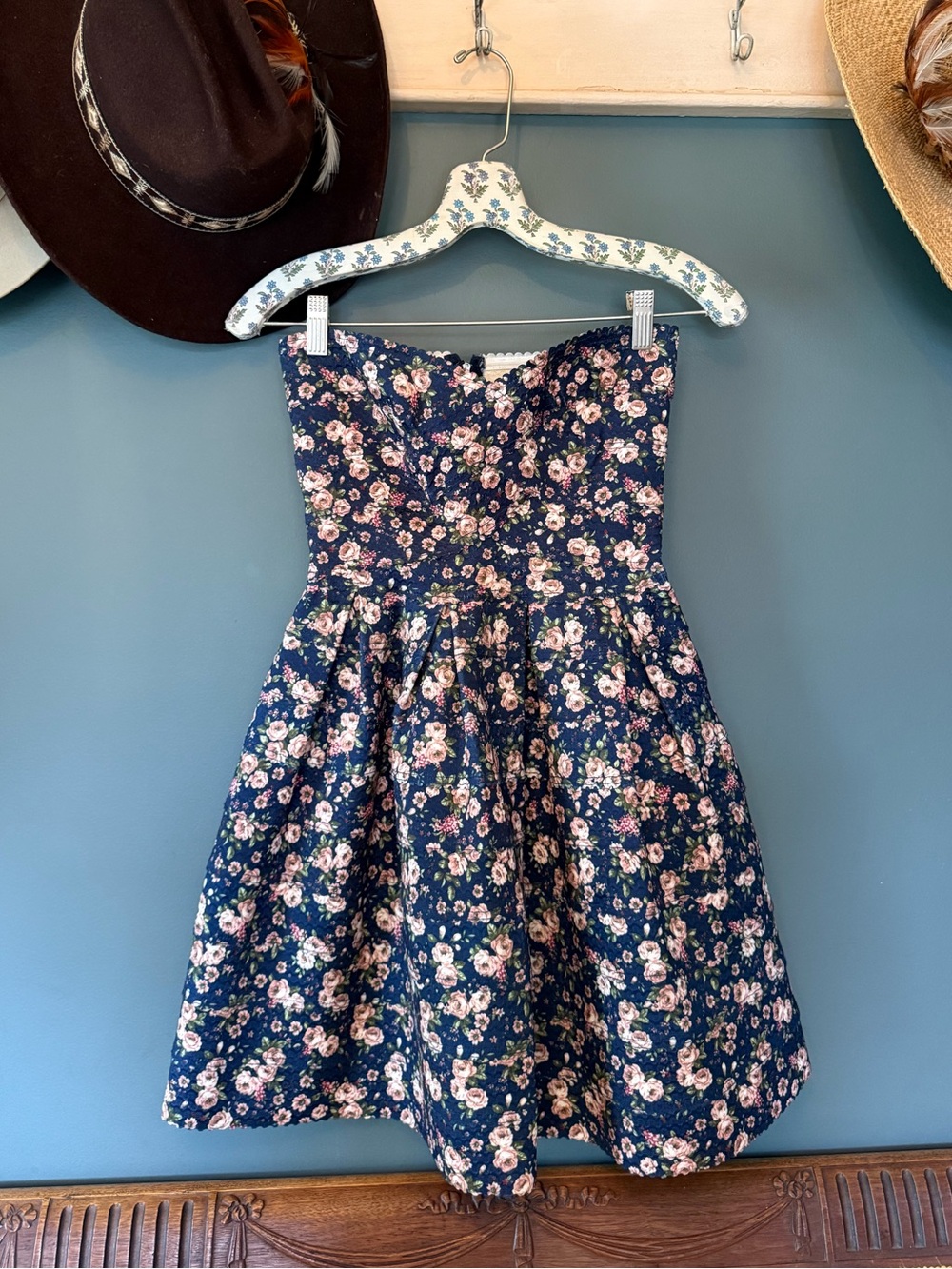 Anthropologie Sans Souci strapless floral dress sz small